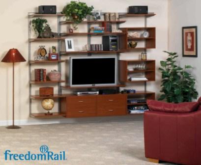 Schulte freedomRail entertainment center in cherry