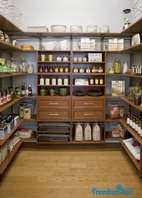 Schulte freedomRail pantry in cherry